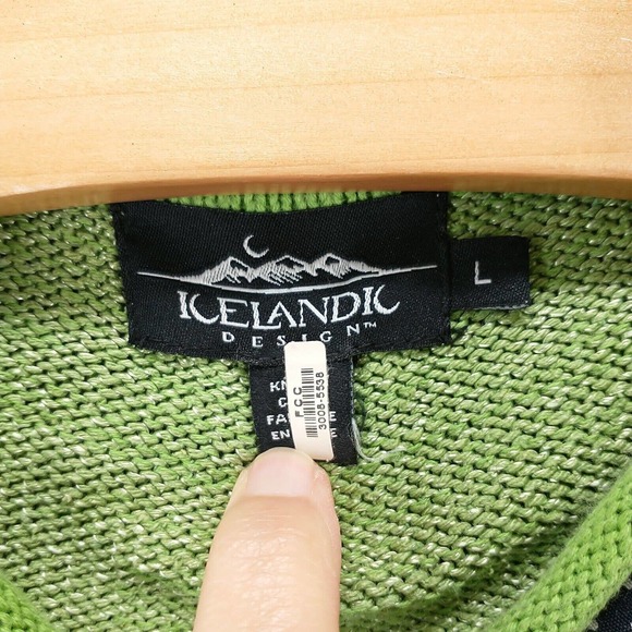 Icelandic Design Women's Silk Blend Cardigan Green Large Long Sleeve Crochet - Picture 11 of 15